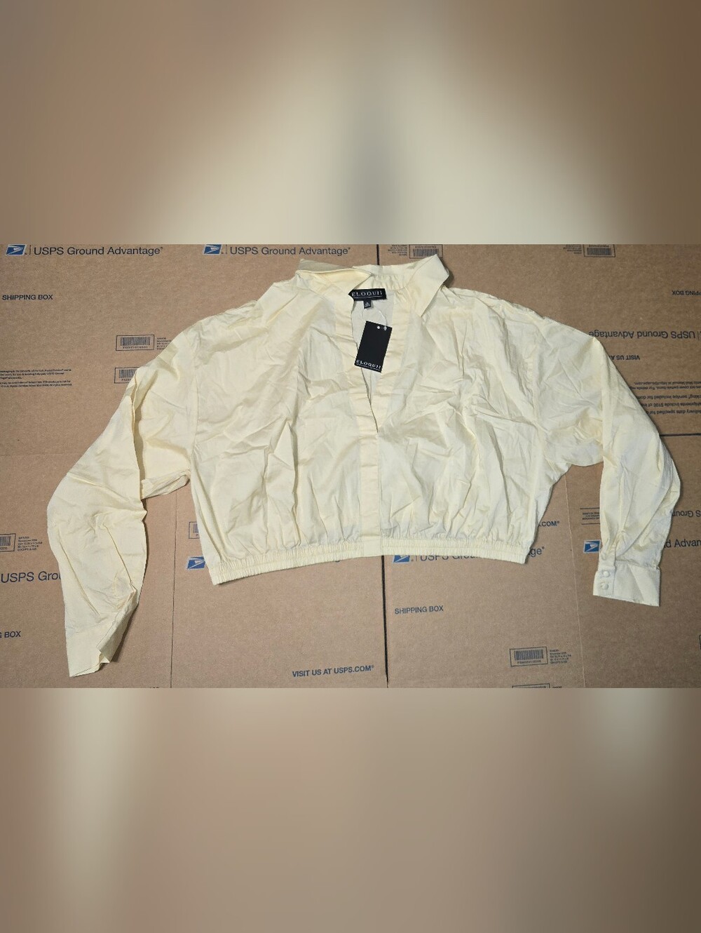 Eloquii Plus Elastic Waist Collared Blouse Brazilian Sand Cream Relaxed, 20 NWT